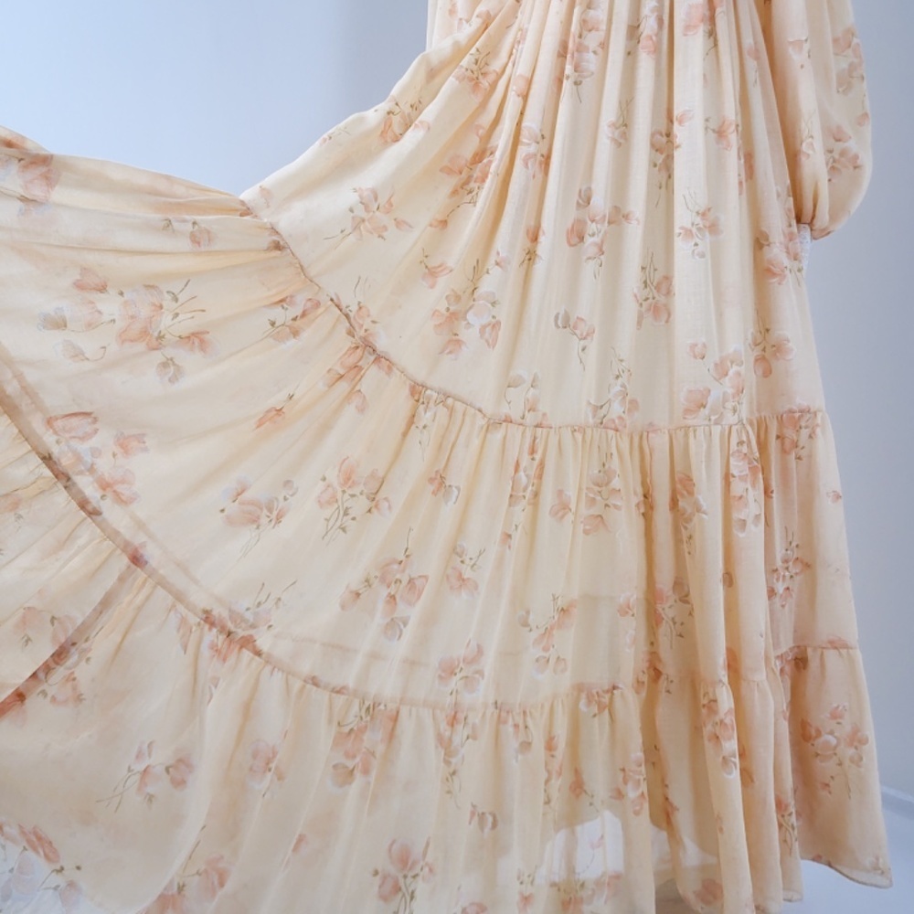70s Gunne Sax by Jessica McClintock Maxi Dress Size XS 9 Orange Floral Boho - Picture 13 of 16